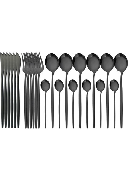 Gümüş 24 Adet Yemek Takımı Seti Paslanmaz Çelik Sofra Bıçak Çatal Çay Kaşığı Çatal Bıçak Kaşık Seti Çoklu Renk Gümüş Mutfak Sofra Takımı Seti (Yurt Dışından)