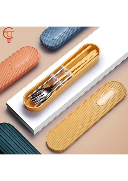 2 Adet Set-Siyah 2/3 Adet Taşınabilir 304 Paslanmaz Çelik Çatal Bıçak Kaşık Seti Yemek Çubukları Kaşık Seti Çatal Bıçak Takımı Kutusu Öğrenci Çalışma Yemek Takımı Seti ile Kılıf (Yurt Dışından)