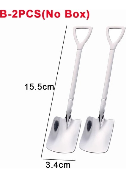 Gümüş B (2 Adet) 4/1 Adet Kürek Kaşık Yaratıcı Paslanmaz Çelik Kahve Çay Kaşığı Dondurma Tatlı Karpuz Mutfak Sofra Çatal Bıçak Takımları (Yurt Dışından)