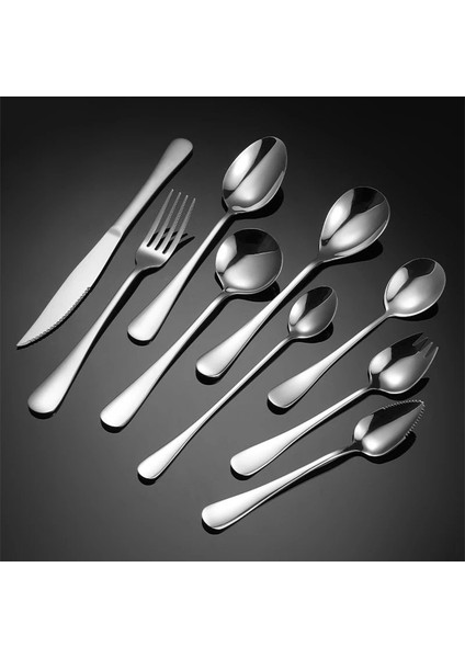4 Meyve Kaşığı (304) Gümüş 304 Lüks Paslanmaz Çelik Çatal Bıçak Takımı Dayanıklı Keskin Kaşık Yemek Bıçağı Salata Meyve Çatalı Ayna Cilalı Sofra Takımı (Yurt Dışından) fiyatları