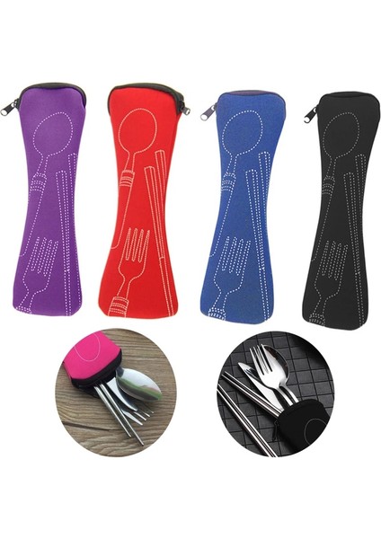 Mor (Sadece Çanta) Taşınabilir Sofra Çantası Çatal Saklama Çantası Seyahat Ambalaj Saklama Kutusu Piknik Çatal Kaşık Bıçak Kese Çantası (Sofrasız) (Yurt Dışından) fırsatları