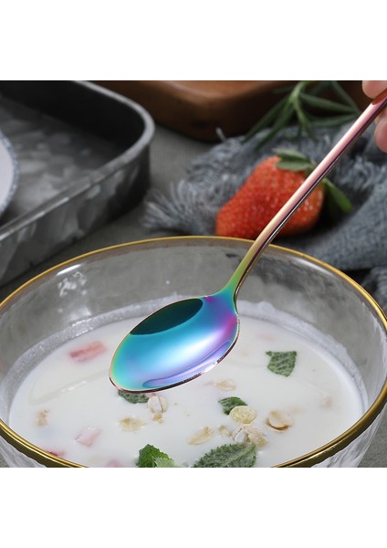 LF1CHSTEASPOON1PC Komple Sofra Seti Paslanmaz Çelik Çatal Bıçak Kaşık Seti Kaşık Çatal Bıçak Yemek Takımı Seti Sofra Yemeği Mutfak Sofra Takımı Gökkuşağı (Yurt Dışından)