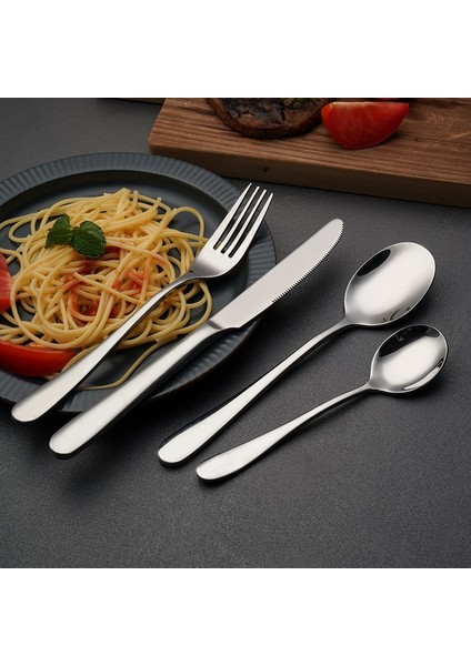 Sharp Spoon2 Paslanmaz Çelik Batı Sofra Çatal Bıçak Takımı Biftek Bıçağı Masa Çatalları Tatlı Kaşıkları Gümüş Yetişkin Çocuk Ev Mutfak Eşyaları (Yurt Dışından) fırsatları