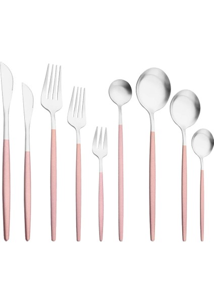 Tatlı Bıçağı Yemek Takımı Pembe Gümüş Gümüş Çatal Bıçak Kaşık Seti Paslanmaz Çelik Lüks Sofra Takımı Ev Çatal Kaşık Bıçak Mutfak Yemek Takımı Bırak Gemi (Yurt Dışından)