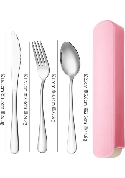 B 4 Adet Pembe Taşınabilir Paslanmaz Çelik Çatal Takım Elbise Saklama Kutusu Chopstick Çatal Kaşık Bıçak Seyahat Sofra Seti Kamp Çatal Bıçak Takımı (Yurt Dışından)