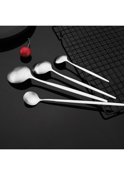 Tatlı Çatalı Beyaz Gümüş Mat Paslanmaz Çelik Yemek Takımı Seti Yemek Bıçağı Tatlı Çatalı Buz Kaşığı Kek Çatal Kahve Kaşığı Flaware Çatal Seti (Yurt Dışından) indirimleri