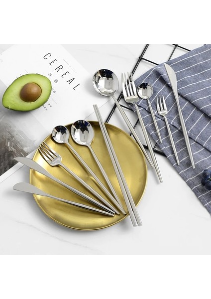 Çay Çatalı 1 Adet Ayna Gümüş Çatal Bıçak Takımları 18/10 Paslanmaz Çelik Yemek Kaşığı Çatal Bıçak Çubuklarını Set Mutfak Yuvarlak Saplı Yemek Takımları (Yurt Dışından) modelleri