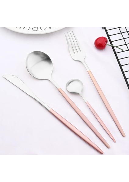 Tatlı Bıçağı Yemek Takımı Pembe Gümüş Gümüş Çatal Bıçak Kaşık Seti Paslanmaz Çelik Lüks Sofra Takımı Ev Çatal Kaşık Bıçak Mutfak Yemek Takımı Bırak Gemi (Yurt Dışından)
