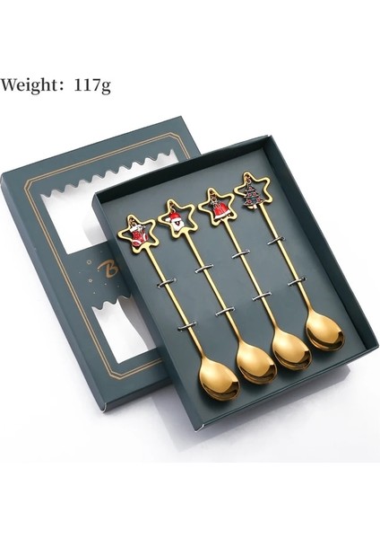 4PCS-GOLD-D02 4pcs/2pcs Noel Hediyesi Çatal Kaşık Çatal Seti Elk Noel Ağacı Dekorasyon Tatlı Kaşığı Meyve Çatalı Kahve Kaşığı Çatal Hediye (Yurt Dışından)