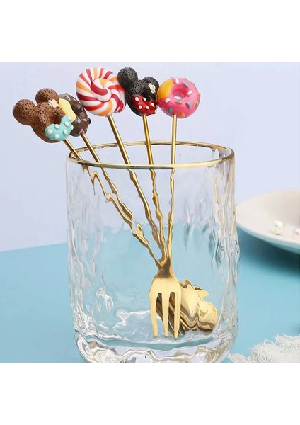 Altın Kaşık Seti 4pcs / 2pcs Çatal Kaşık Çatal Seti Donut Şeker Kaşık Çatal Süt Kahve Karıştırma Kaşık Tatlı Kaşığı Meyve Çatalı Çatal Hediye (Yurt Dışından) fırsatları