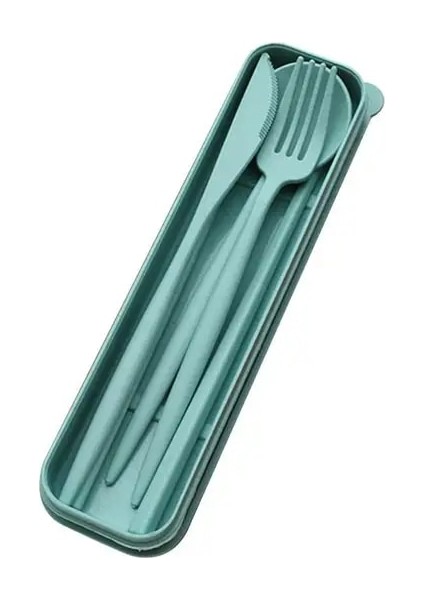 Yeşil 4 Adet/takım Yemek Takımı Setleri Yaratıcı Durumda Plastik Bıçak Çatal Kaşık Çubuklarını Setleri Seyahat Çatal Bıçak Takımı Mutfak Sofra (Yurt Dışından)