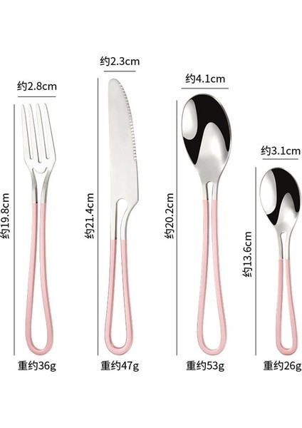 Şerit Pembe 4 Adet Içi Boş Saplı Paslanmaz Çelik Yemek Takımı Seti Batı Kaşığı Tatlı Çatalı Biftek Bıçağı Çatal Bıçak Kaşık Seti Sofra Mutfak Eşyası (Yurt Dışından) fiyatları