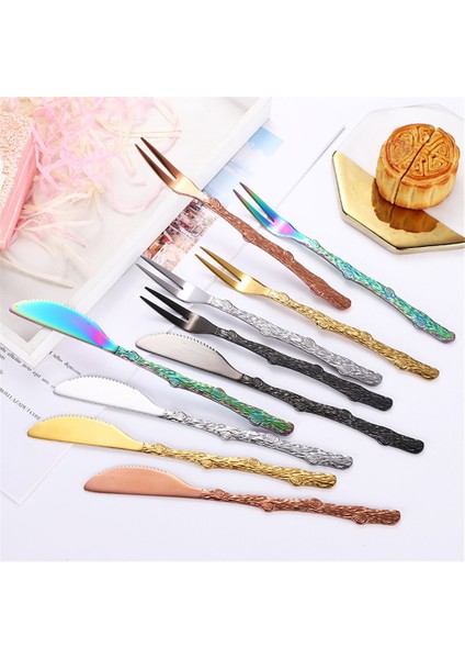 A01 1 Adet Paslanmaz Çelik Bıçak Çatal Vintage Sonbahar Ortası Ay Kek Bıçağı Çatal Tatlı Bıçağı Meyve Çatalı Mutfak Gereçleri Sofra (Yurt Dışından) fiyatları