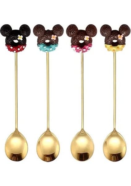 4PCS-C02 4pcs Altın Çatal Seti Donuts Şeker Kaşık Çatal Çay Kaşığı Meyve Çatal Süt Kahve Karıştırma Kaşık Tatlı Kek Araçları Çatal Hediye (Yurt Dışından) fiyatları