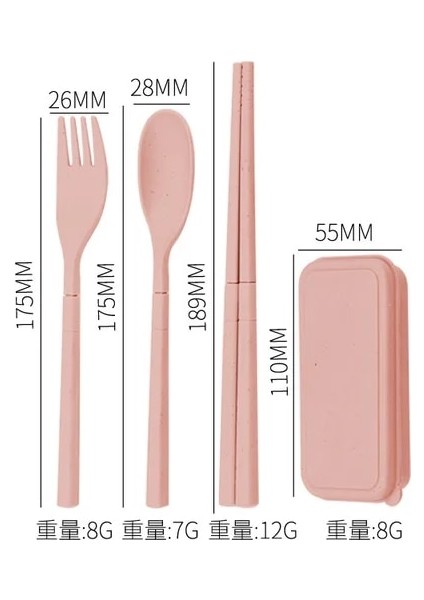 Katlanabilir Pembe 4 Adet/takım Buğday Samanı Kaşık Çatal Çubuklarını Seti Çatal Bıçak Takımı Yemek Takımı Öğle Yemeği Sofra Ayrılabilir Taşınabilir Seyahat Mutfak Aksesuarları (Yurt Dışından)