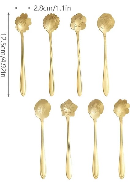 8 Adet Göz Kamaştırıcı Renk 1/8 Adet Çiçek Çay Kaşığı Seti Paslanmaz Çelik Dondurma Tatlı Kaşığı Gümüş Altın Küçük Kahve Kaşığı Süt Karıştırma Aracı Yemek Takımları (Yurt Dışından) modelleri