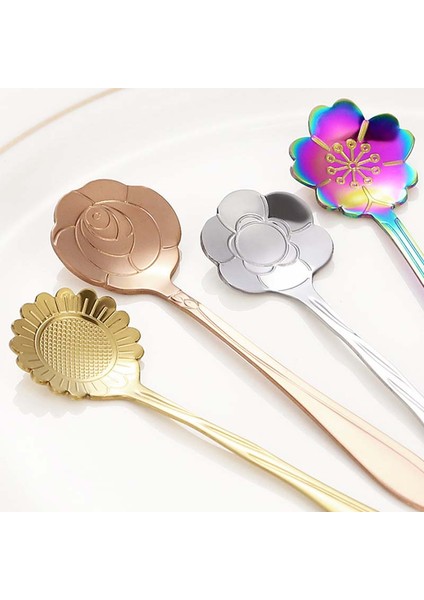 8 Adet Göz Kamaştırıcı Renk 1/8 Adet Çiçek Çay Kaşığı Seti Paslanmaz Çelik Dondurma Tatlı Kaşığı Gümüş Altın Küçük Kahve Kaşığı Süt Karıştırma Aracı Yemek Takımları (Yurt Dışından) fırsatları