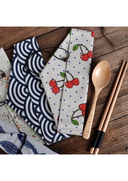 08 Taşınabilir Sofra Çantası Japon Baskı Yeniden Kullanılabilir Içecek Saman Chopstick Çatal Bıçak Takımı Kese Ipli Çanta Çatal Çanta Kaşık Çatal (Yurt Dışından) indirimleri