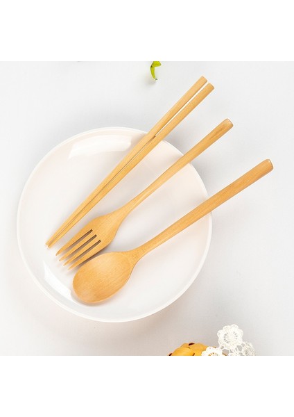 Kaşık 23.5x4 cm B 3 Adet Tahta Kaşık Çatal Çubuklarını Üç Parçalı Set Öğrenci Taşınabilir Ahşap Sofra Seti Lotus Ağacı Ahşap Kütük Malzeme Düz Renk (Yurt Dışından) indirimleri