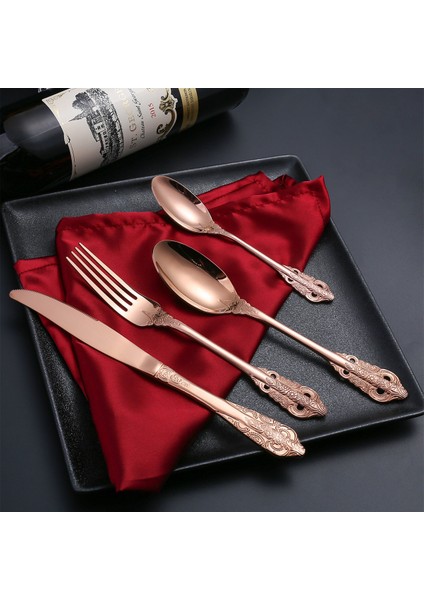 Gümüş Çay Kaşığı Lüks Kaşık ve Çatal Seti Paslanmaz Çelik Altın Çatal Seti Food Grade Lüks Kraliyet Sofra Avrupa Biftek Bıçağı Mutfak Eşyaları (Yurt Dışından) fırsatları