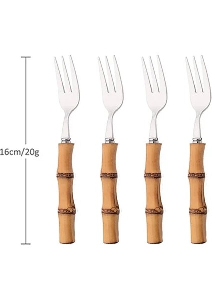 4 Adet Çay Çatalı 4/20 Adet Altın Doğal Bambu Saplı Sofra 304 Paslanmaz Çelik Yemek Takımı Bıçak Çatal Kaşık Çevre Dostu Gümüş Çatal Bıçak Kaşık Seti (Yurt Dışından) fiyatları