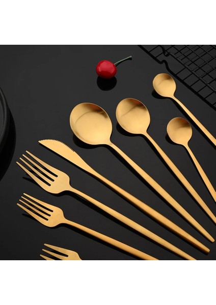 Yemek Çatalı Altın Mat Çatal Bıçak Kaşık Seti Paslanmaz Çelik Yemek Takımı Sofra Takımı Mutfak Ev Tatlı Çatalı Kaşık Bıçak Seti Gümüş Sofra Seti (Yurt Dışından) fırsatları