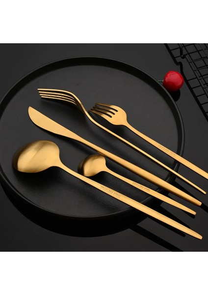 Yemek Çatalı Altın Mat Çatal Bıçak Kaşık Seti Paslanmaz Çelik Yemek Takımı Sofra Takımı Mutfak Ev Tatlı Çatalı Kaşık Bıçak Seti Gümüş Sofra Seti (Yurt Dışından) indirimleri