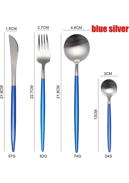 Mavi Gümüş Spklifey Altın Çatal Bıçak Takımı Çatal Bıçaklar Kaşık Yemek Çubukları Paslanmaz Çelik Altın Yemek Takımı Seti Batı Sofra Sofra Takımı Seti (Yurt Dışından)