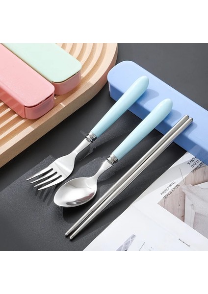 Pembe 2 Adet 2/3 Adet Kaşık Çatal Çubuk Çatal Çatal Taşınabilir Yemek Takımı Seti Öğle Yemeği Sofra Takımı Kutu Seti 401 Paslanmaz Çelik Mutfak Aksesuarları (Yurt Dışından)