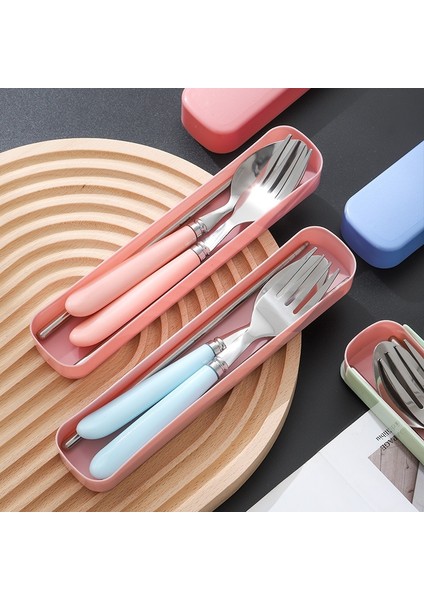 Pembe 2 Adet 2/3 Adet Kaşık Çatal Çubuk Çatal Çatal Taşınabilir Yemek Takımı Seti Öğle Yemeği Sofra Takımı Kutu Seti 401 Paslanmaz Çelik Mutfak Aksesuarları (Yurt Dışından)