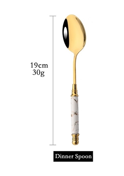 Yemek Kaşığı Altın Seramik Sofra Çay Çatalı Kaşık Bıçak Seti Vintage Sofra Takımı Çatal Bıçak Kaşık Seti Paslanmaz Çelik Akşam Yemeği Yemek Takımı Gümüş Seti (Yurt Dışından)