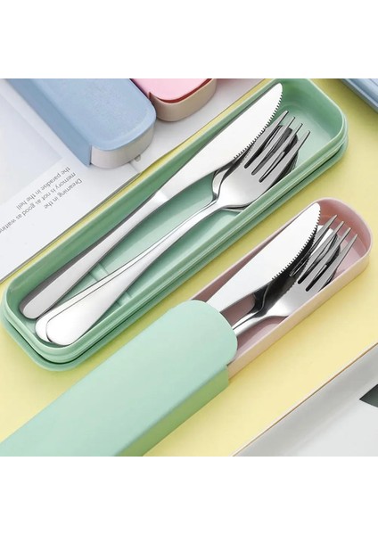 Pembe 3 3 Adet/takım Taşınabilir Paslanmaz Çelik Çatal Takım Elbise Depolama Chopstick Sofra Çatal Seti Seyahat Kamp Bıçak Çatal Bıçak Takımı Kutusu Kaşık (Yurt Dışından)