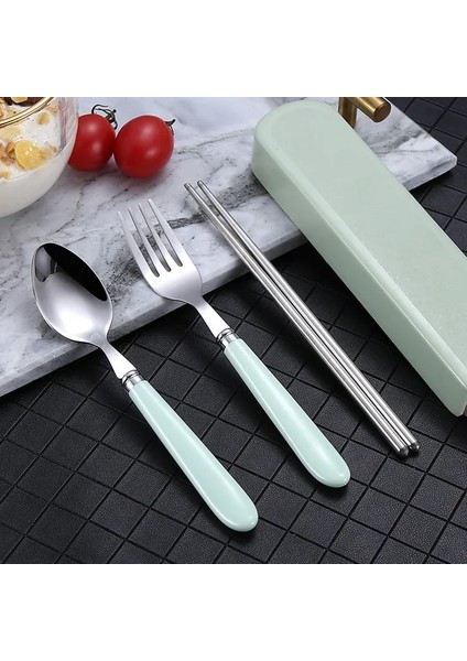3 Adet-Set-Yeşil 2/3 Adet Kaşık Çatal Çubuk Çatal Bıçak Takımı Taşınabilir Yemek Takımı Seti Öğle Yemeği Sofra Kutu Seti 401 Paslanmaz Çelik Mutfak Aksesuarları (Yurt Dışından)