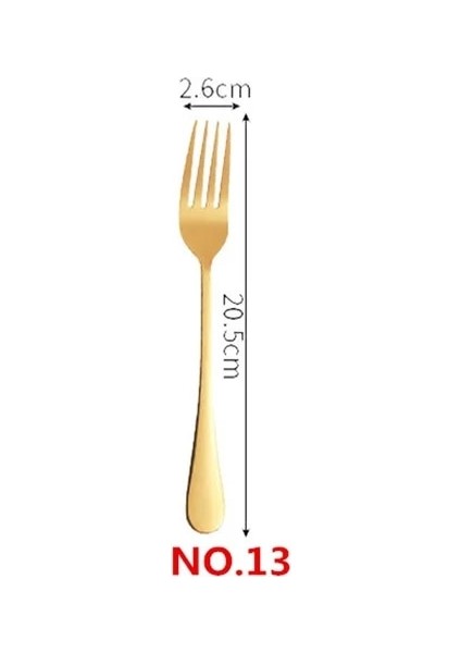 No.13 Yemek Çatalı 1/5 Adet Paslanmaz Çelik Altın Çatal Bıçak Kaşık Seti Ayna Yemek Takımı Sofra Altın Akşam Yemeği Servis Kepçe Bıçak Çatal Mutfak Aksesuarları (Yurt Dışından)