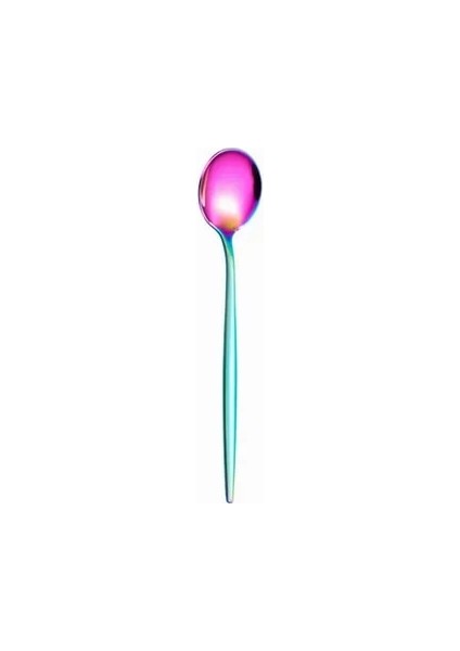 Çay Kaşığı 13.1cm Ayna Gökkuşağı Paslanmaz Çelik Çatal Seti Tatlı Çatalı Kaşık Bıçak Gümüş Seti Sofra Çelik Çubuk Komple Yemek Takımı (Yurt Dışından)