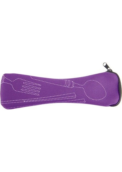 Mor Taşınabilir Sofra Kutusu Çatal Bıçak Takımı Seyahat Sofra Takımı Fermuarlı Çanta Öğrenciler Ev Piknik Eşyaları Saklama Kutusu Kamp Açık (Yurt Dışından)