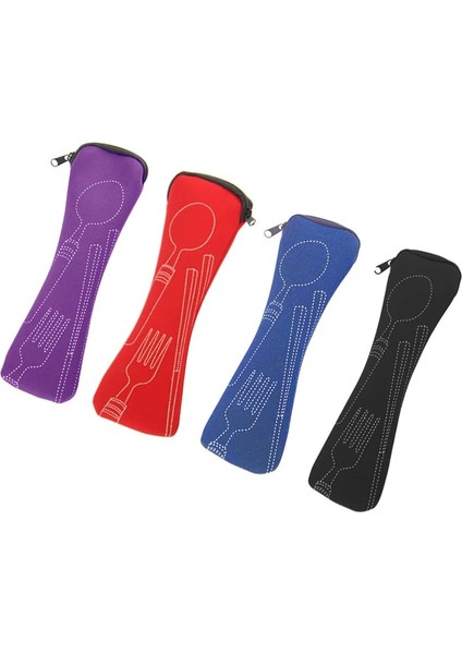 Mor Taşınabilir Sofra Kutusu Çatal Bıçak Takımı Seyahat Sofra Takımı Fermuarlı Çanta Öğrenciler Ev Piknik Eşyaları Saklama Kutusu Kamp Açık (Yurt Dışından) indirimleri