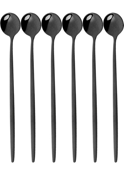 6 Adet Siyah Gümüş 6 Adet Siyah Uzun Hangdle Kaşık Cilalı Karıştırma Içecek 304 Paslanmaz Çelik Yemek Takımı Sofra Çatal Bıçak Takımı Dondurma Kaşık Seti (Yurt Dışından) fiyatları