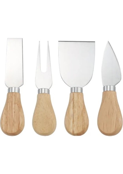 Kalp Bıçağı Benzersiz Peynir Bıçağı Alet Seti Ahşap Bambu Saplı Paslanmaz Çelik Peynir Bıçağı Peynir Pizza Mutfak Aksesuarları Için Set (Yurt Dışından)
