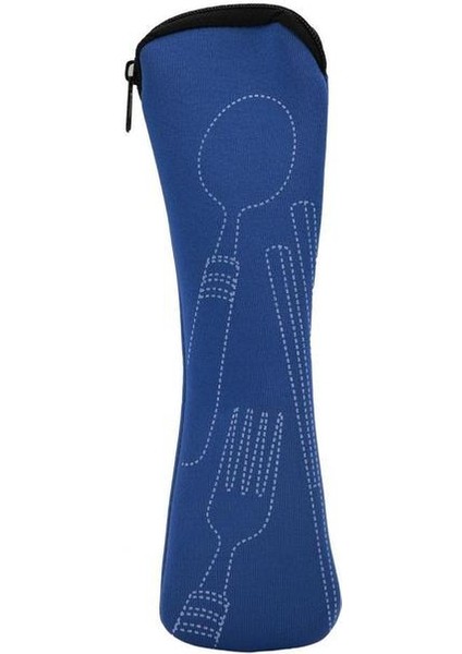 Mavi Taşınabilir Sofra Çantası Çatal Bıçak Takımı Yemek Takımı Seyahat Ambalaj Saklama Kutusu Yemek Takımı Piknik Çatal Kaşık Çantası Yemek Takımı Olmadan (Yurt Dışından)