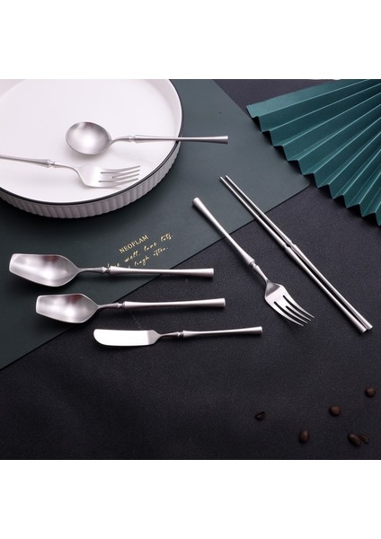 Yemek Bıçağı Mat Gümüş 18/10 Paslanmaz Çelik Çatal Sofra Bıçak Buz Kaşığı Salata Kek Çatal Çubukları Sofra Takımı Seti Bulaşık Makinesinde Yıkanabilir (Yurt Dışından)