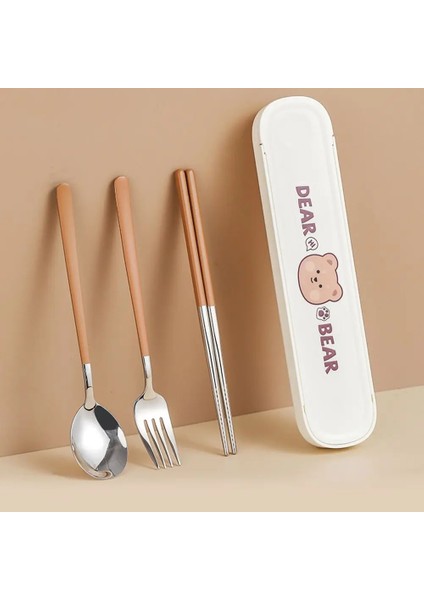Brown-2pcs Sofra Seti Taşınabilir Çatal Bıçak Kaşık Seti Yemek Takımı Seti Yüksek Kalite Paslanmaz Çelik Bıçak Çatal Kaşık Seyahat Sofra Takımı Kutusu ile (Yurt Dışından)