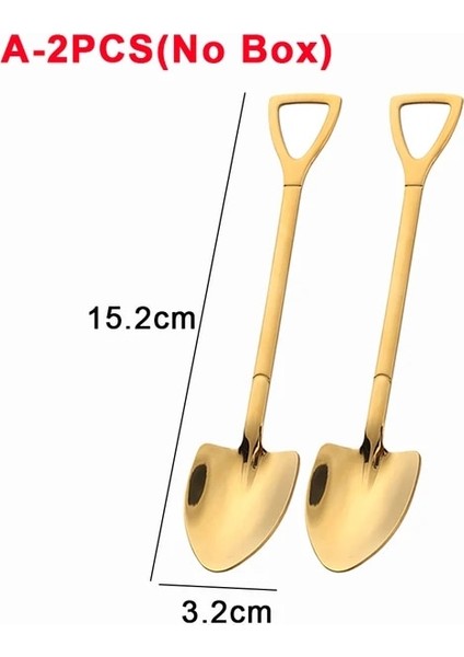 Altın A (2 Adet) 4/1 Adet Kürek Kaşık Yaratıcı Paslanmaz Çelik Kahve Çay Kaşığı Dondurma Tatlı Karpuz Mutfak Sofra Çatal Bıçak Takımları (Yurt Dışından)