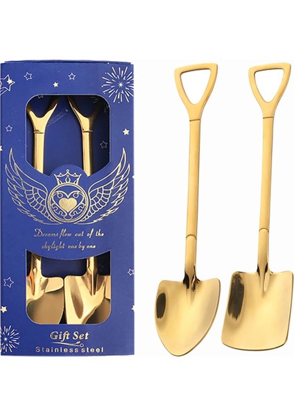 Altın A (2 Adet) 4/1 Adet Kürek Kaşık Yaratıcı Paslanmaz Çelik Kahve Çay Kaşığı Dondurma Tatlı Karpuz Mutfak Sofra Çatal Bıçak Takımları (Yurt Dışından) fiyatları