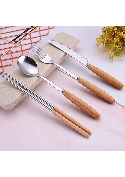 M-19.5 cm Paslanmaz Çelik Çatal Ahşap Saplı Yemek Çatalı Tatlı Kaşığı Bıçak Kahve Çay Kaşığı Meyve Çatalları Mutfak Sofra Aksesuarları (Yurt Dışından) fiyatları