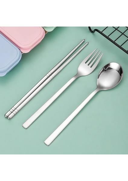 A-3 Pcs-Mavi Çatal Takım Elbise Saklama Kutusu ile Chopstick Çatal Kaşık Bıçak Seyahat Sofra Seti Kamp Çatal Bıçak Takımı Taşınabilir Paslanmaz Çelik (Yurt Dışından) indirimleri