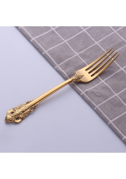 1 Adet Yemek Çatalı 1 Adet Lüks Altın Çatal Bıçak Kaşık Seti Vintage Batı Paslanmaz Çelik Sofra Mutfak Eşyaları Yemek Takımı Gümüş Bıçak Çatal Kaşık (Yurt Dışından)