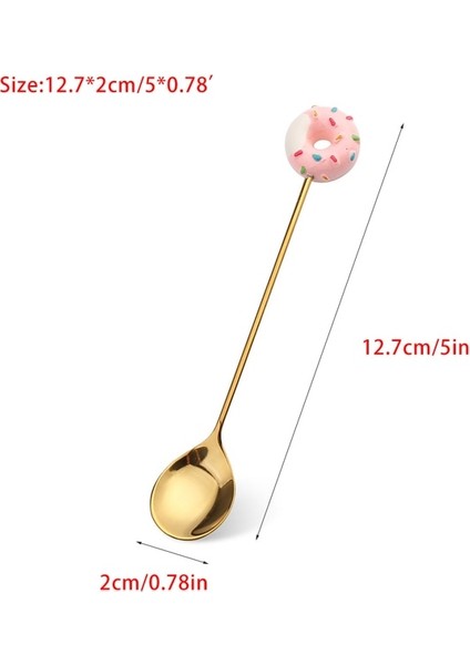 Pembe Çörek Kaşığı 1 Adet Mini Paslanmaz Çelik Sevimli Çörek Kaşığı Çatal Kek Kahve Tatlı Dondurma Karıştırma Kaşıkları Şeker Karikatür Çocuk Çay Kaşığı (Yurt Dışından)