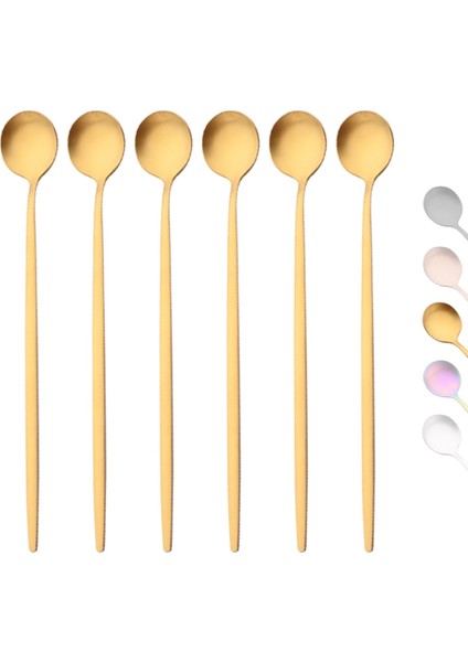 Mavi Gümüş 6 Adet Altın Kahve Çay Karıştırma Kaşığı Uzun Saplı Dondurma Tatlı Kaşığı Çevre Dostu Paslanmaz Çelik Sofra Mutfak Malzemeleri (Yurt Dışından) fiyatları