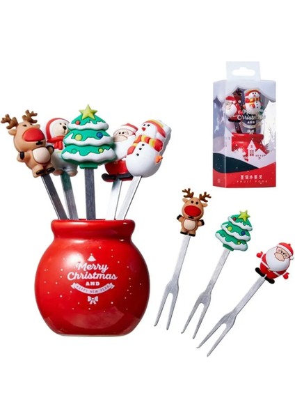 C3 -10 Adet Plastik 1 Takım Noel Ağacı Paslanmaz Çelik Tatlı Meyve Çatalları Tutucu Seti Mini Sevimli Salata Gıda Çatal Bıçak Takımı Yemek Takımı Mutfak Aletleri (Yurt Dışından) fiyatları